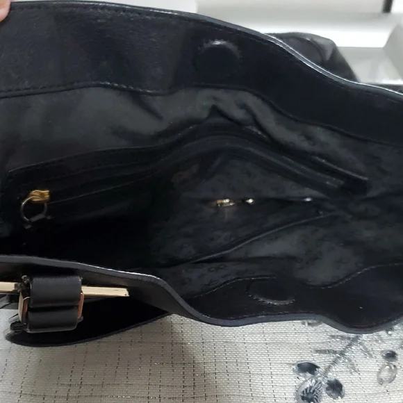 ANYA HINDMARCH "Black Leather Handbag Gold Decoration Unique